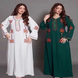 여성용 우아한 자수 이슬람 드레스, Jalabiya 아바야 라마단 롱 드레스, Abayas 여성 기모노 로브, 모로코 카프탄 베스티도