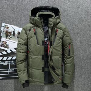 남성용 겨울 재킷, 화이트 덕 다운 파카, 캐주얼 거위 깃털 코트, 두꺼운 후드, 따뜻한 방수 재킷, 2024 신상