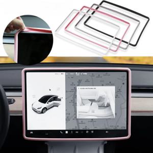 테슬라 모델 3 Y용 스크린 보호대 실리콘 보호 트림 커버, 중앙 제어 내비게이션, 자동차 액세서리, 핑크 그레이 화이트