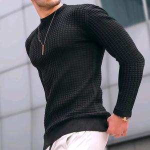 새로운 패션 남성 캐주얼 긴 소매 슬림 피트 기본 니트 스웨터 풀오버, 남성 라운드 칼라 가을 겨울 탑스 코튼 티셔츠