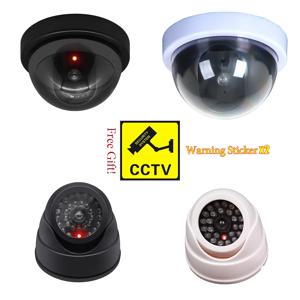 무선 흑백 더미 카메라, 가짜 플라스틱 돔 CCTV 보안 카메라, 깜박이 LED 감시 시스템 포함, 실내 실외