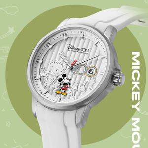 여성용 디즈니 시계 미키 마우스 100 주년 기념 에디션, 캐주얼 만화 일본 쿼츠 손목시계, 소녀 학생 날짜 Relogio