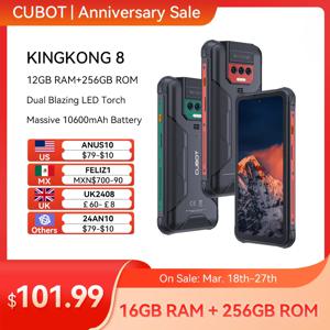 Cubot KingKong 8, 러기드 스마트폰 Android 13, 12GB RAM(6GB+6GB 확장), 256GB ROM(TF 카드 최대 1TB 확장 지원), 10600mAh 배터리, 6.528인치 화면, 48MP 카메라, NFC, 옥타 코어, 4G smartphone android, GPS, OTG, 장바구니에 담기