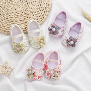 여아용 아기 신발, 다채로운 꽃 공주 신발, 유아용 부드러운 면, 미끄럼 방지, 첫 워커 신발, 0-18 개월