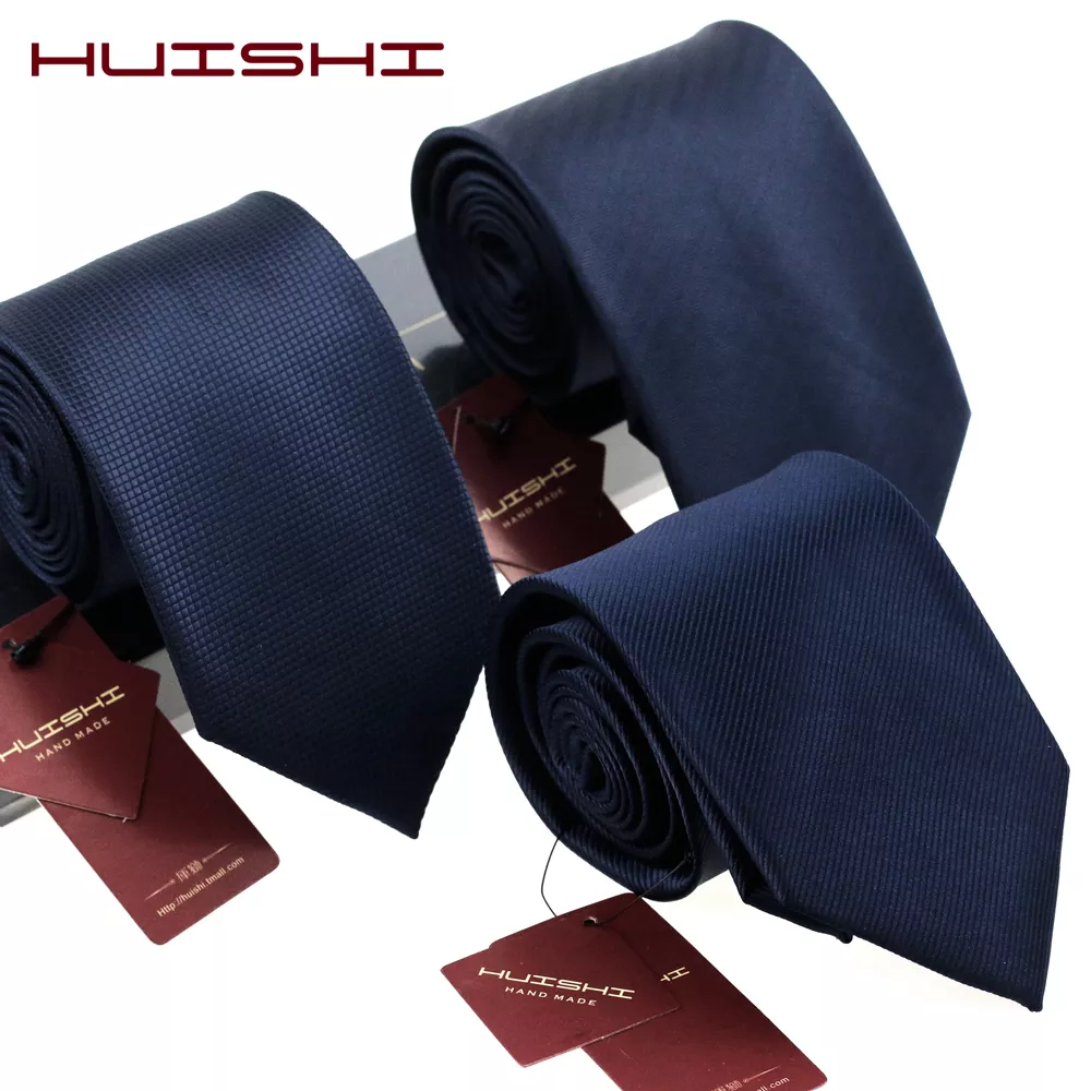 HUISHI 남성용 단색 다크 블루 컬러 넥타이, 방수 자카드 넥타이, 데일리 웨어, 크라바트 웨딩 파티, 8cm 스타일, 6cm
