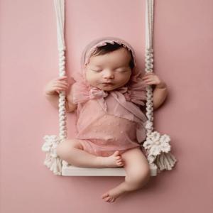 신생아 사진 촬영 소품 아기 스윙 의자, 나무 아기 가구, 유아 사진 촬영 소품 액세서리