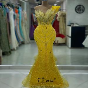 화려한 두바이 크리스탈 인어 이브닝 드레스, 비즈 3D 아플리케, 아랍어 무도회 드레스, 패션 파티 가운, 2023