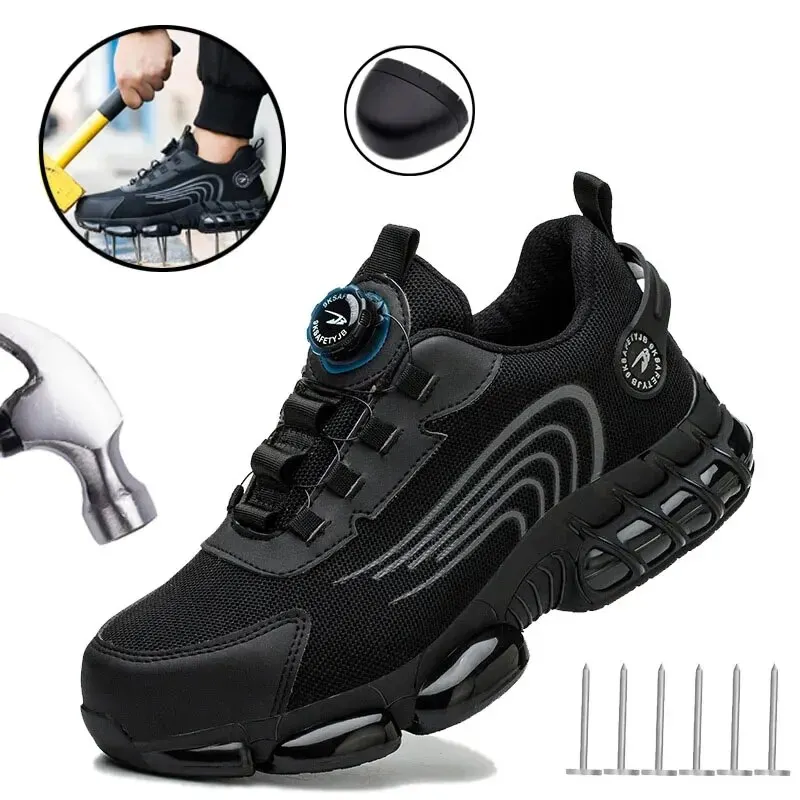 회전 버튼이있는 남성 안전 신발, 작업 스포츠 신발, 보호 부츠, 파커 스틸 신발, 캐주얼 링 신발.