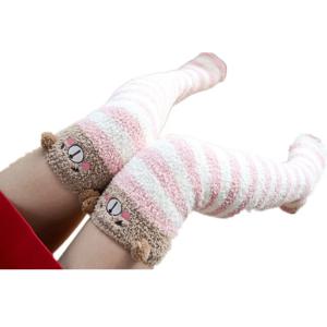 일본 모리 소녀 동물 모델링 무릎 양말, 스트라이프 귀여운 압축 양말, 가을 겨울 따뜻한 양말, 카와이 아늑한 긴 허벅지 높이 양말