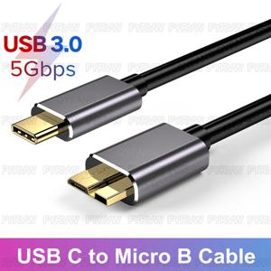 USB C to Micro B 케이블 USB 3.0 C 타입 5Gbps 데이터 커넥터 어댑터, 하드 드라이브 스마트폰 PC C 타입 충전기 카메라 디스크 코드