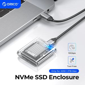 ORICO 미니 2230 M.2 SSD 케이스 NVMe 인클로저, 10Gbps M.2 to USB C타입 투명 외장 어댑터, PCIe SSD용 NVMe 인클로저
