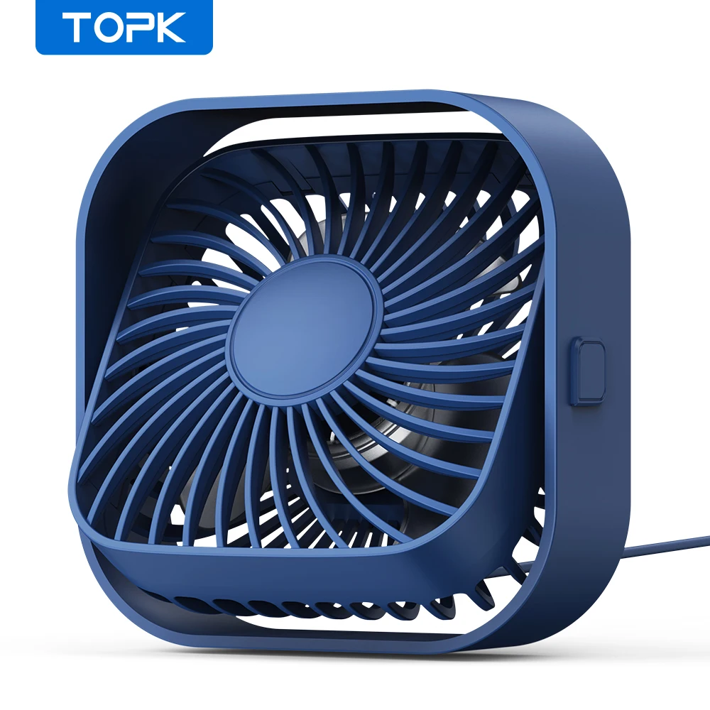 TOPK USB 데스크 선풍기 미니 선풍기, 휴대용 3 단 바람, 소형 냉각 선풍기, 홈 오피스 테이블 및 데스크탑용 360 ° 회전 헤드