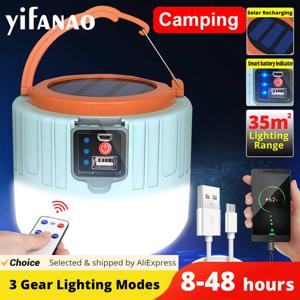 높은 전원 태양 LED 캠핑 빛 USB 충전식 전구 야외 텐트 램프 휴대용 랜턴 바베큐 하이킹에 대 한 비상 조명