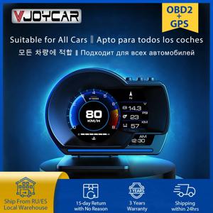 V조이카 V60 최신 헤드 업 디스플레이 자동 디스플레이, OBD2 + GPS 스마트 카 HUD 게이지, 디지털 주행 거리계, 보안 경보, 물 및 오일 온도 RPM