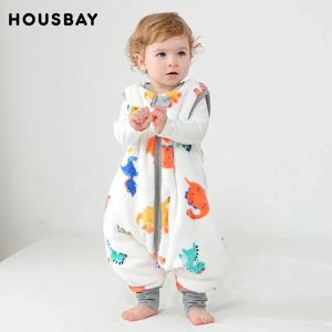 아기 민소매 침낭, 귀여운 공룡 잠옷, 가을 플란넬, 따뜻하고 편안한 어린이 집 착용, 3-25 개월