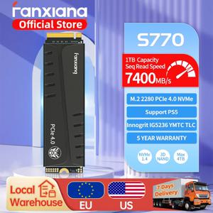 Fanxiang S770 SSD PCIe 4.0 M.2 Nvme 500GB, 1TB, 2TB, 4TB 하드 드라이브, 플레이스테이션 5 데스크탑용 내장 솔리드 스테이트 드라이브, 7400 MB/s