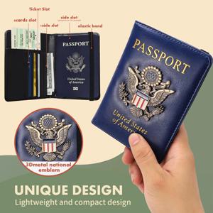 맞춤형 여권 거치대 커버 카드 슬롯 콤보 RFID 차단 가죽 여행 여권 커버, 명품 지갑