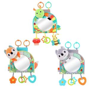 아기 자동차 거울 뒷좌석 백미러, 아기를 위한 만화 동물 플러시 장난감, 넓은 크리스탈 클리어 뷰, 후면 유아
