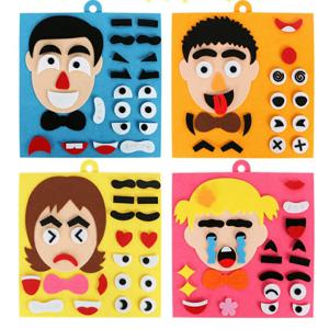 어린이용 DIY 얼굴 만들기 스티커 책, 부모-자녀 활동 유아, 새로운 퍼즐 게임, 재미있는 장난감 선물, 만화 펠트 패브릭