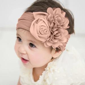 부드러운 신축성 꽃 머리띠, 매듭이 넓은 나일론 머리띠, 아기 소녀 머리띠, 신생아용 사진 소품 액세서리