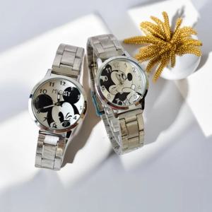 디즈니 미키 마우스 여성용 시계, 여아용 만화 미니 스테인레스 스틸 어린이 시계, 숙녀 학생 키즈 쿼츠 시계 선물