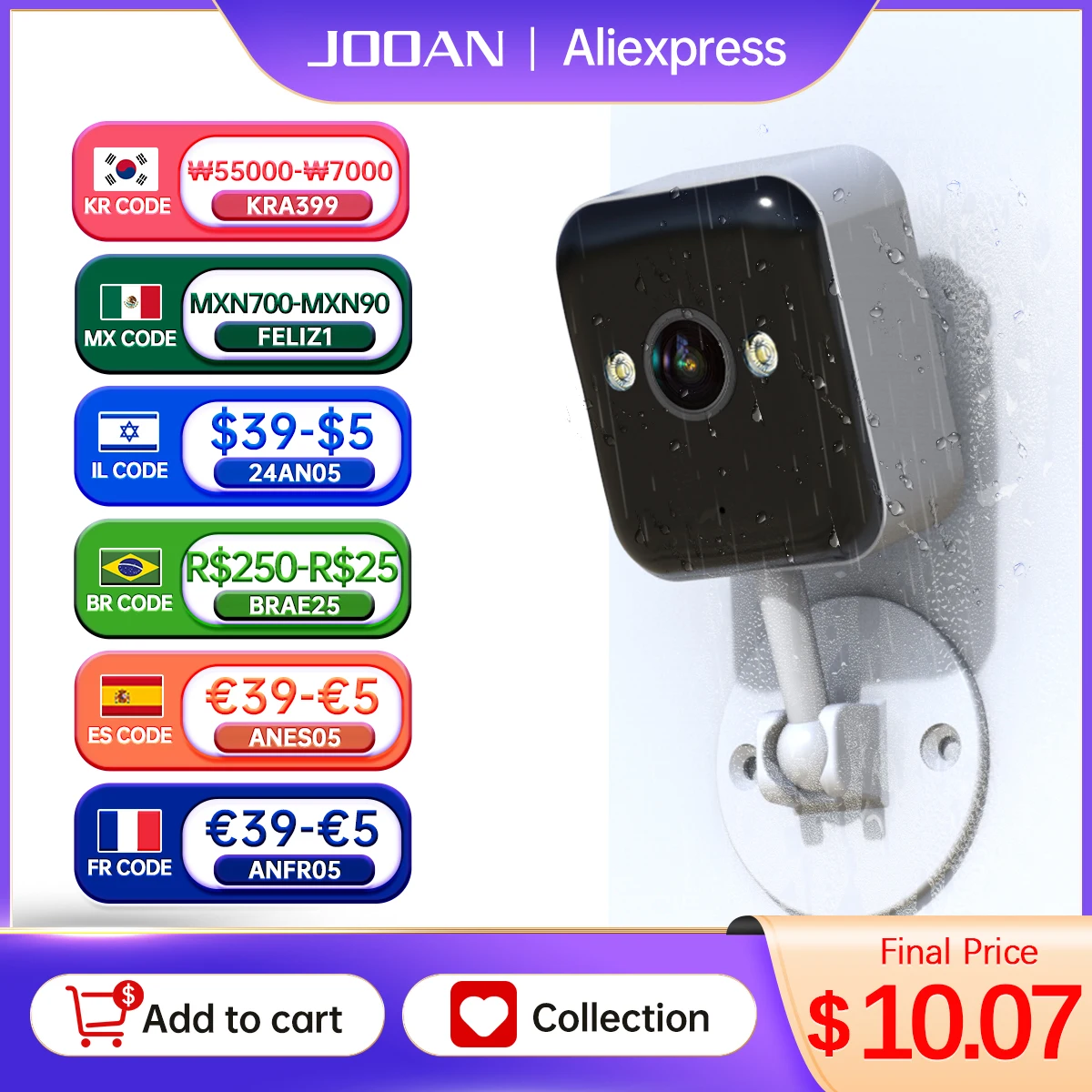 JOOAN 야외 CCTV 감시 카메라, 1080P 와이파이 IP 카메라, 5 배 디지털 줌 컬러 야간 미니 보안 카메라, 가정용 베이비 모니터