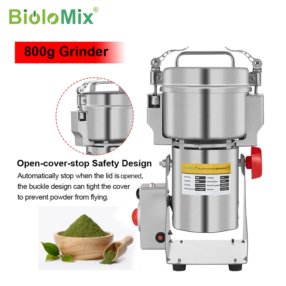 BioloMix-800g 700g 곡물 향신료 Hebals 곡물 커피 건조 식품 분쇄기, 그라인딩 머신 밀가루 분말 분쇄기