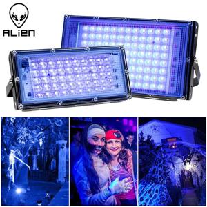 ALIEN 50W 100W LED UV 블랙 라이트 무대 블랙 라이트 자외선 투광 효과 조명, 할로윈 크리스마스 댄스 DJ 디스코 파티 바