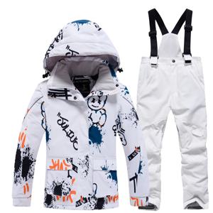 어린이 스노우 수트, 야외 방수 방풍 따뜻한 코스튬, 겨울 스노보드 스키 재킷 및 스트랩 바지, 남아 및 여아 착용