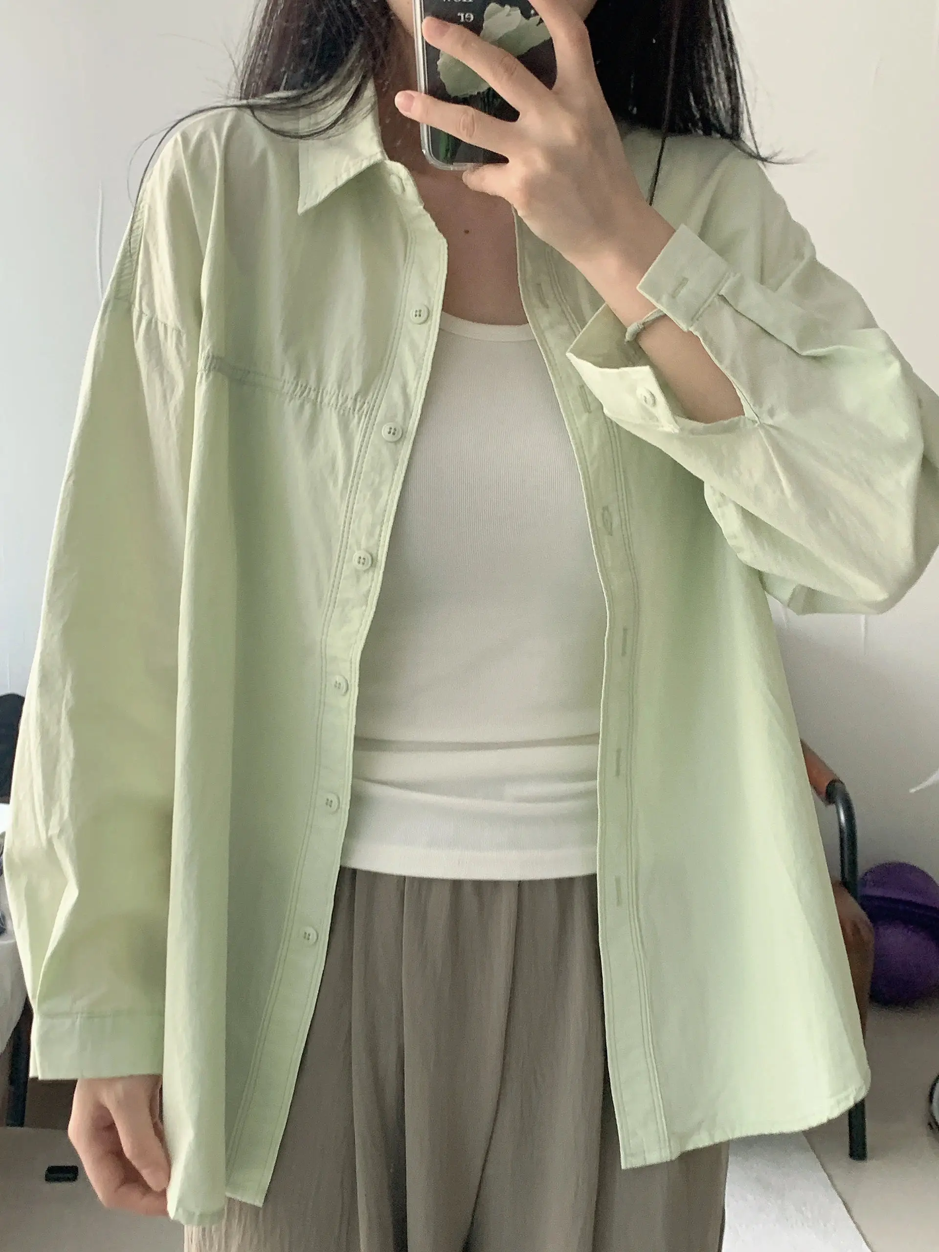 폴로 칼라 어깨 셔츠 여성 여름 느슨한 슬리밍 셔츠 카디건 탑 태양 보호 겉옷 2023 새로운