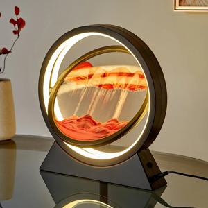 무빙 샌드 아트 그림 테이블 램프, 퀵샌드 야간 조명, 3D 풍경 모래 시계 룸 램프, 흐르는 모래 그림 홈 장식 선물