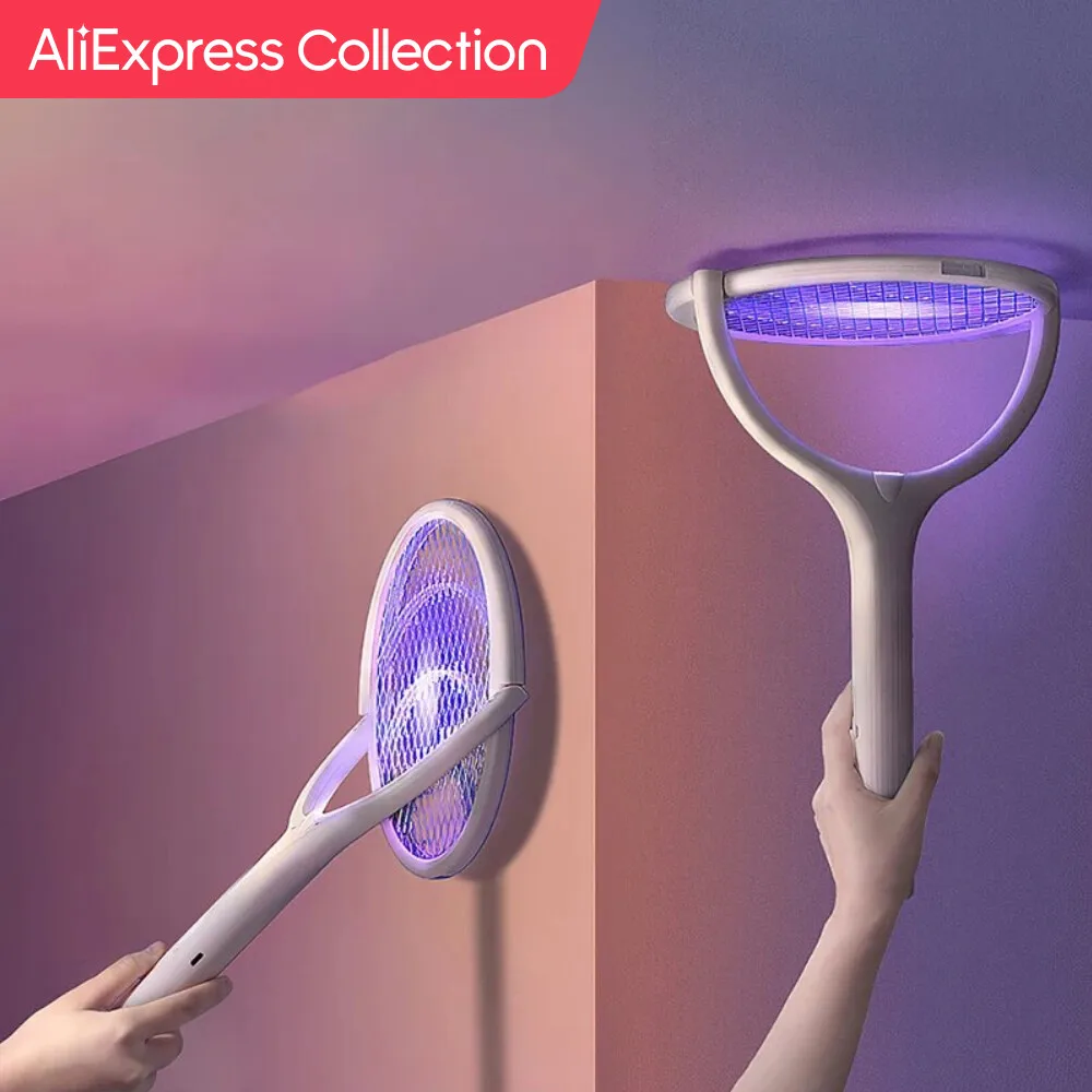AliExpress Collection 90 도 회전 가능한 모기 킬러 램프, 전기 쇼커, 365nm UV 라이트 버그 트랩, 여름 파리 파리채