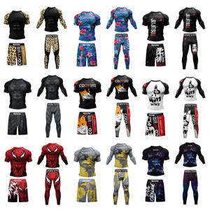 코디 런딘 내구성 MMA BJJ 래쉬가드 타이트 운동 조깅 티셔츠 및 바지, 3D 인쇄 압축 복싱 운동복, 핫 세일