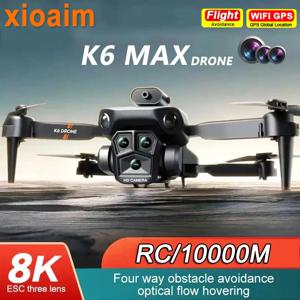 샤오미 K6 맥스 드론 8K GPS 전문 HD 카메라 3 대, 광각 광학 흐름, 4 방향 장애물 회피 쿼드콥터 장난감