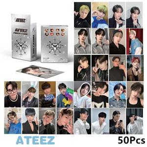 KPOP 새로운 앨범 ATEEZ 레이저 카드, 홀로그램 사진 카드, LOMO 카드, 청화 윤호 소녀 선물 컬렉션, 아름다운 사진 카드, 50 개