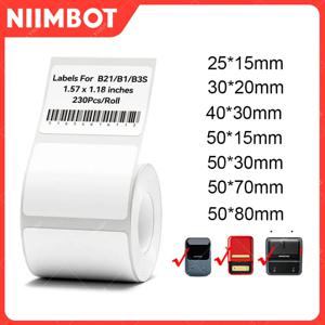 Niimbot 열 라벨 스티커 용지, 인쇄 가능한 흰색, 의류 태그, 상품 가격, 식품 자체 접착, B21, B1, B3S, 20-50mm 너비
