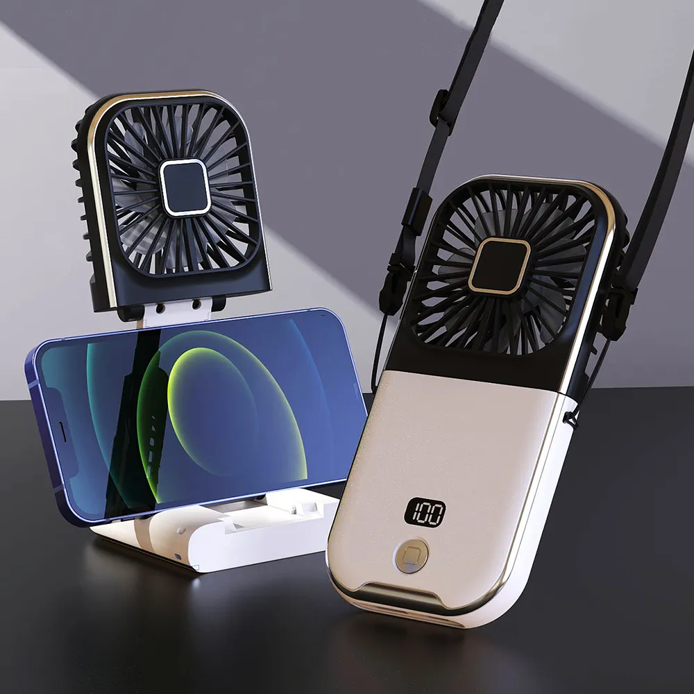 휴대용 미니 손 선풍기, 목걸이 선풍기, USB 충전, 3000mAh 배터리 전원, 180 ° 접이식 무선 테이블 공기 냉각 선풍기