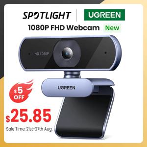 UGREEN USB 웹캠 1080P HD 미니 웹캠, 노트북 컴퓨터 웹카메라용 듀얼 마이크, 유튜브 줌 화상 통화용 2K 웹캠