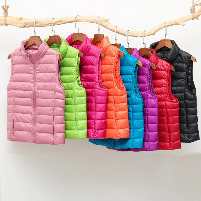 여성용 따뜻한 조끼, 경량 패딩 재킷, 초경량, 겨울, 가벼운 퀼트 코트, 여성 다운 코트, 가을