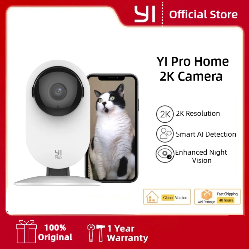 YI 프로 와이파이 홈 카메라, 스마트 비디오, 모션 감지, 보안 보호 감시 시스템, 애완 동물 IP 캠, 2K, 3MP