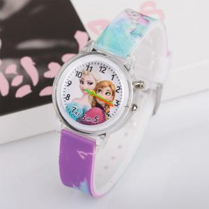 디즈니 겨울왕국 공주 엘사 어린이 만화 시계, 스파이더맨 다채로운 LED 조명, 소년 시계, 여아 선물 시계 손목시계