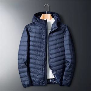 겨울 남성 초경량 얇은 다운 재킷, 흰색 오리털 후드 재킷 긴 소매 따뜻한 코트 파카 휴대용 아웃웨어 2022 신상품