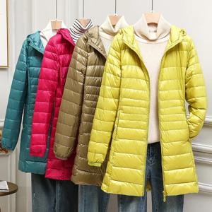 여성용 초경량 덕다운 재킷, 따뜻한 휴대용 후드 코트, 여성용 바람막이 파카, 가을, 겨울, 2023