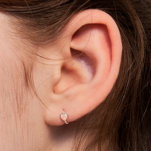 [Hei] opal mini heart earring