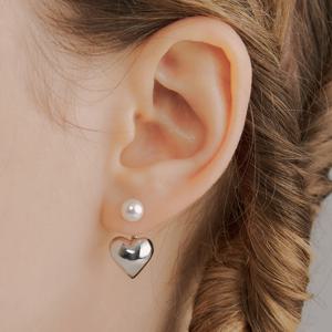 [Hei] pearl & heart jacket earring