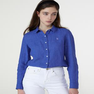 [헤지스 여성] [[23SS]] WSSH3BS05B2 [populet]블루 단색 린넨 긴팔셔츠