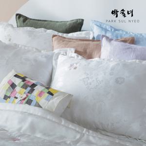 박술녀 풍기인견 자수 베개커버 + 베개싸게 세트 50x70 / 화이트,네이비