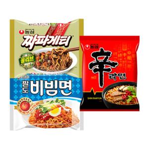 농심 짜파게티 5입 + 팔도 비빔면 5입 + 신라면 5입