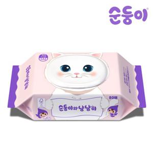 순둥이와 냥냥이 고양이물티슈 80매 1팩