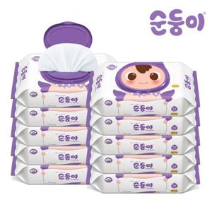 [순둥이]프리미엄 엠보싱 물티슈 캡 70매 10팩(65g) EC-01